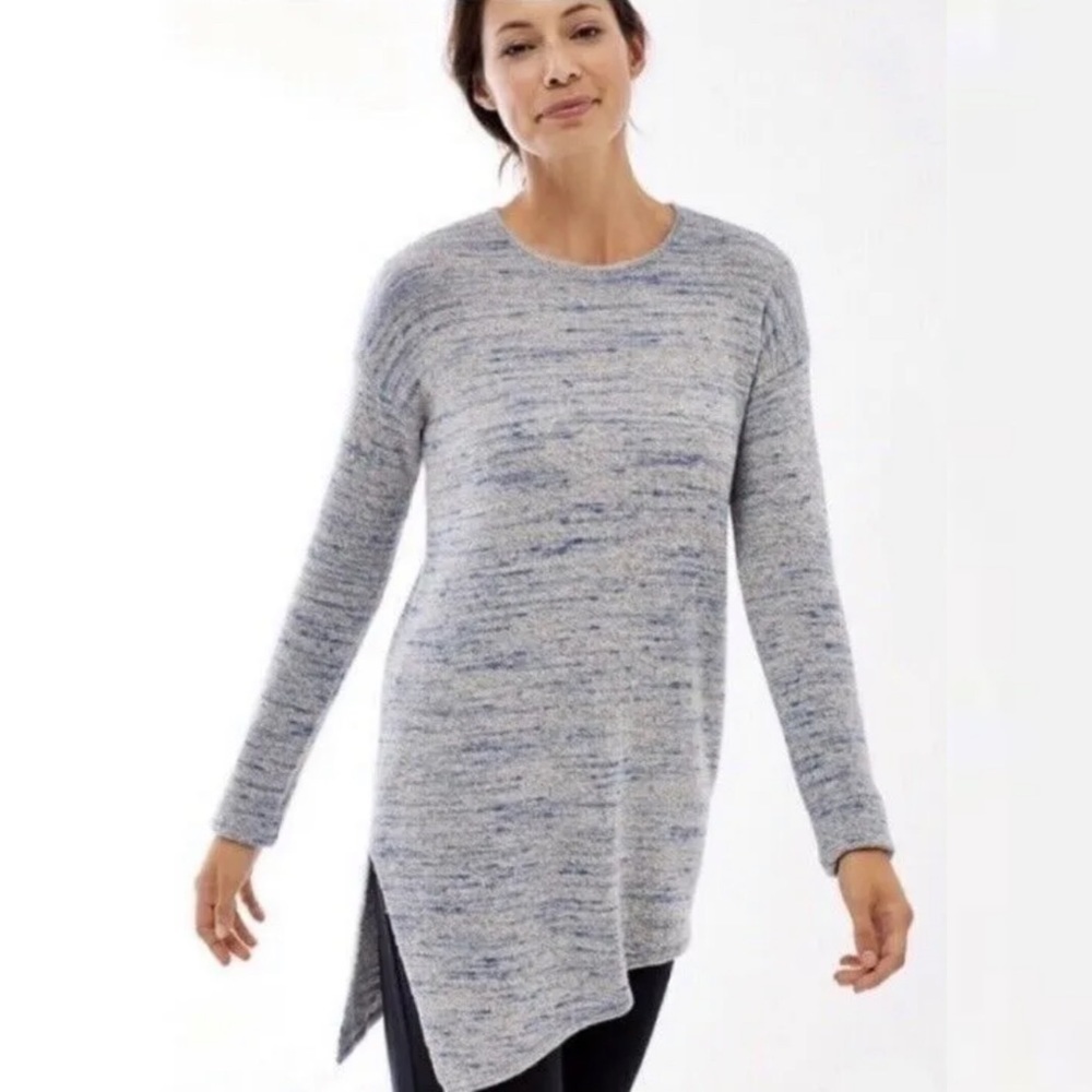 Pure Jill Cashmere Wool Marled Asymmetric Hem Long Sleeve Sweater Size Large L